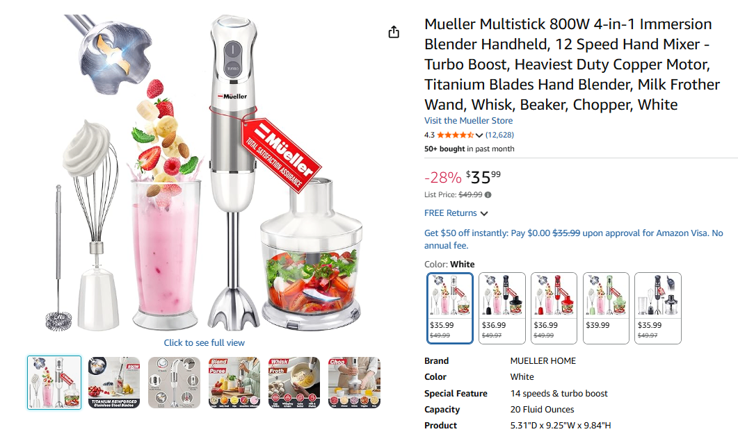 Mueller 4-in-1 Immersion Blender - photo 2