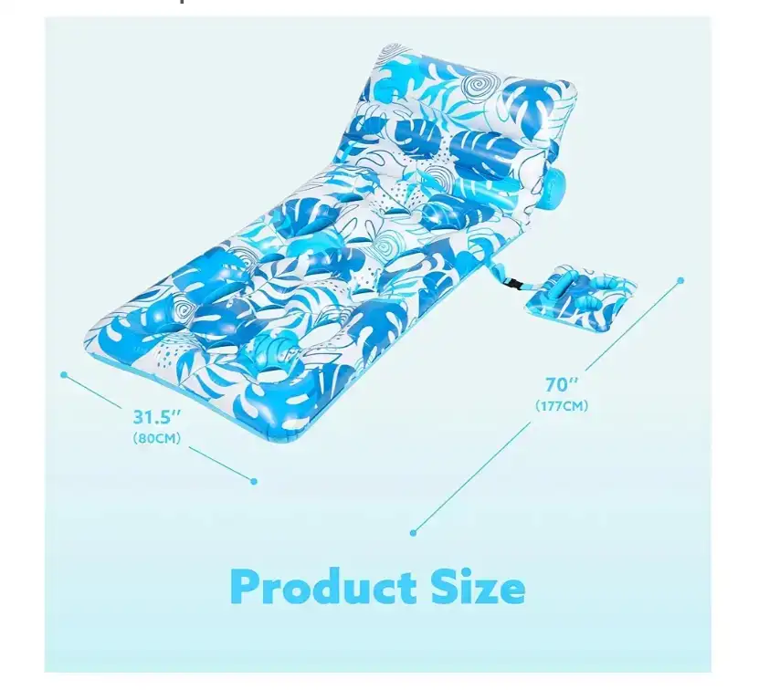 Sloosh Tropical Leaves Inflatable Pool Float Lounger (blue) - photo 5
