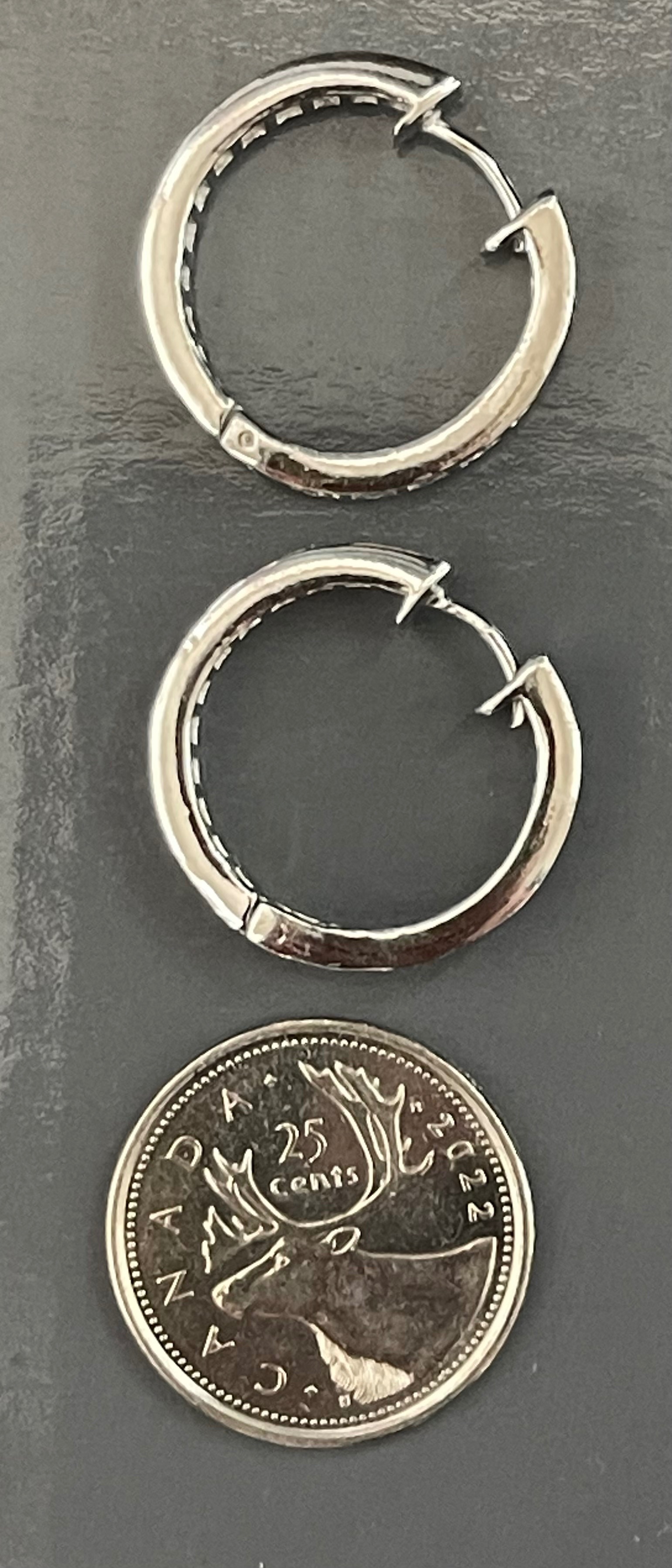 Vintage CZ Sterling Silver Channel-Set Huggie Hoop Earrings - photo 4