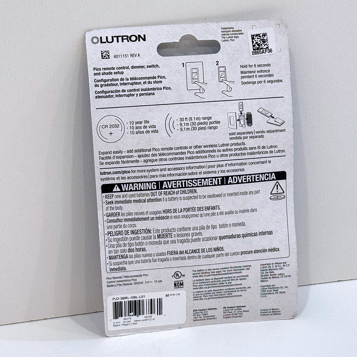 Lutron Caseta Pico Remote Black, PJ2-3BRL-GBL-L01 - photo 2