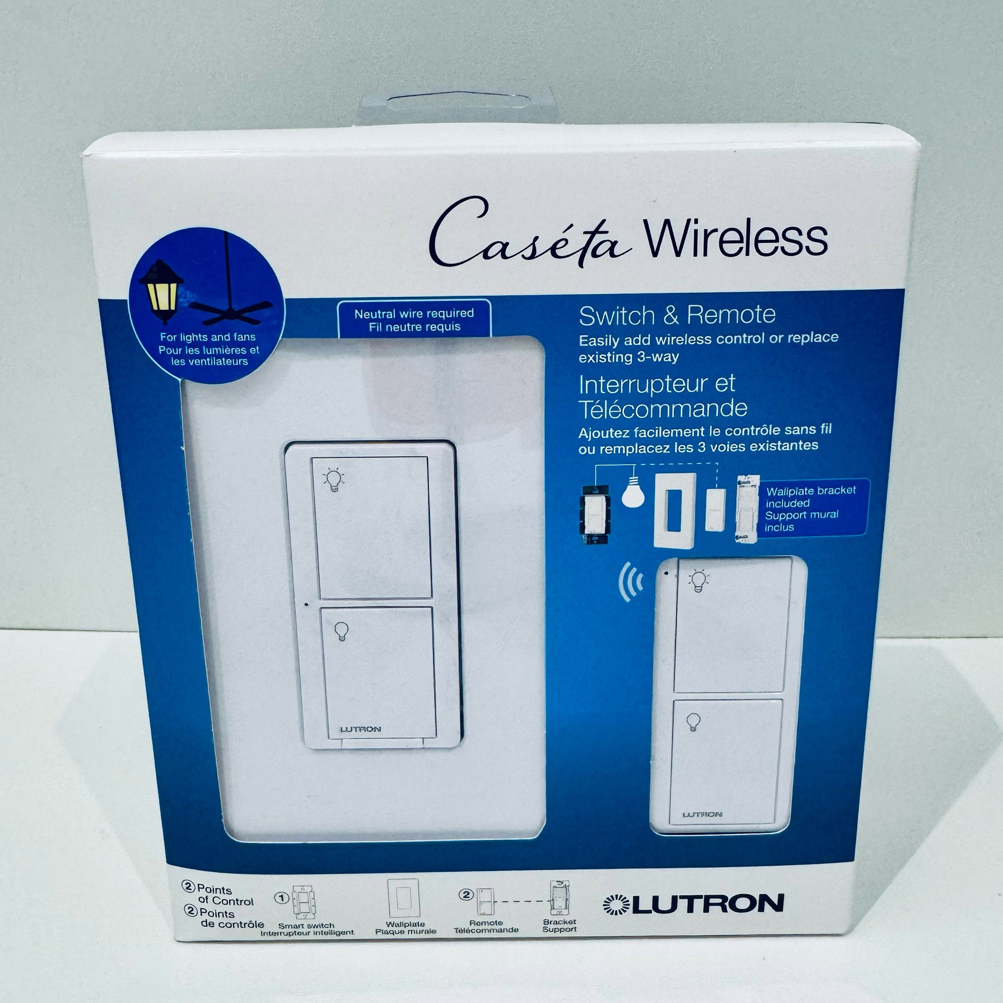 Lutron Caseta 3-way switch kit, P-PKG1WS-WH-C