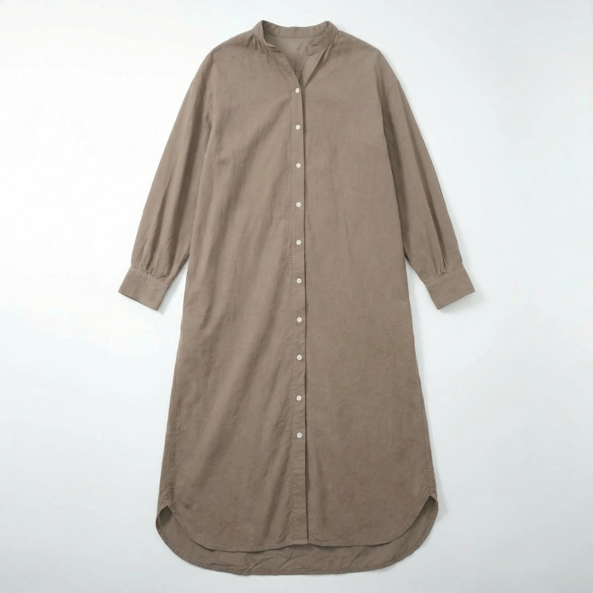 Oversized Beige Corduroy Shirt Dress Korean Minimal Unisex - photo 2