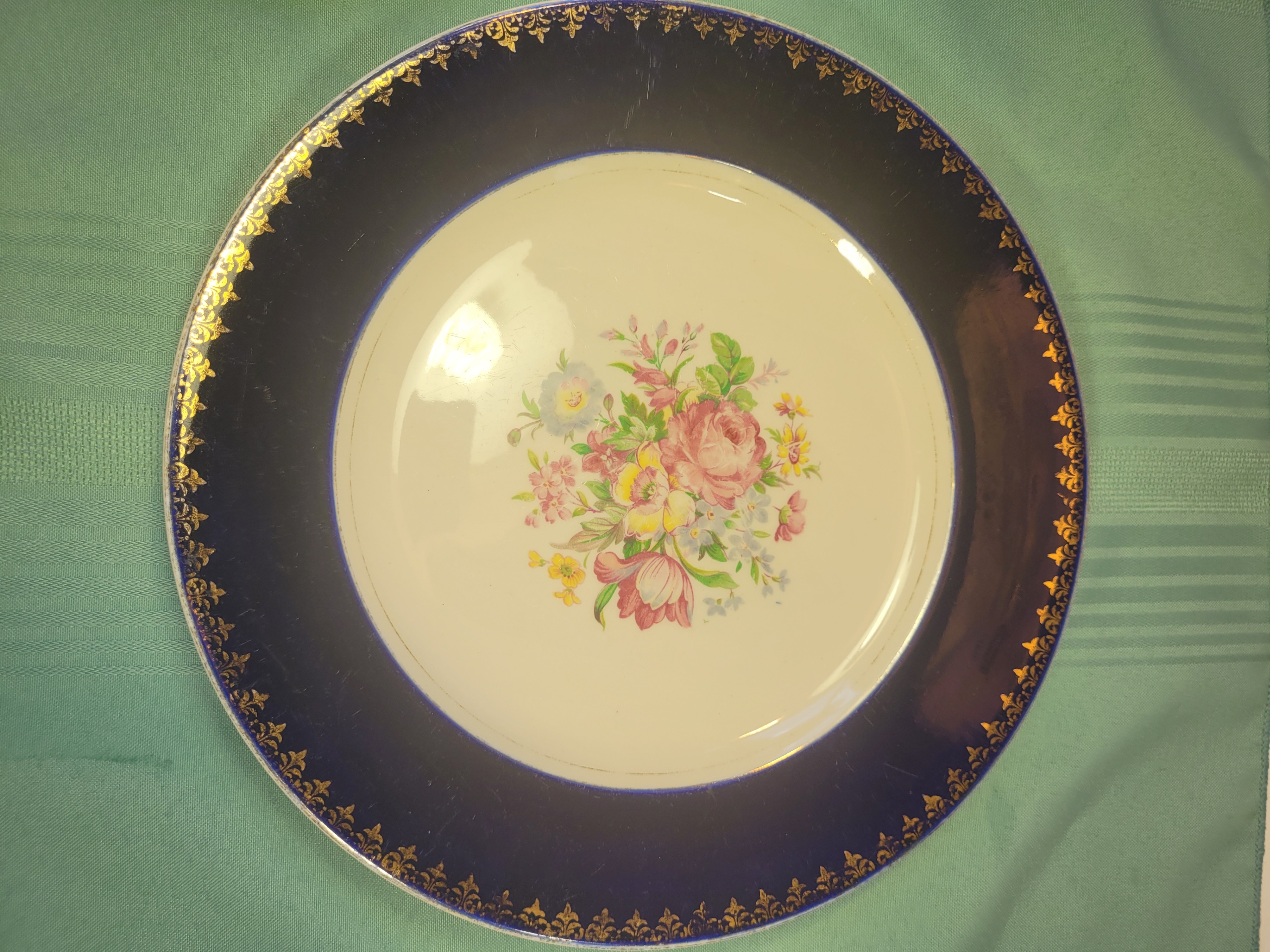 Circa 1942 Royal Harvey Staffordshire England Cobalt Blue Floral - photo 5