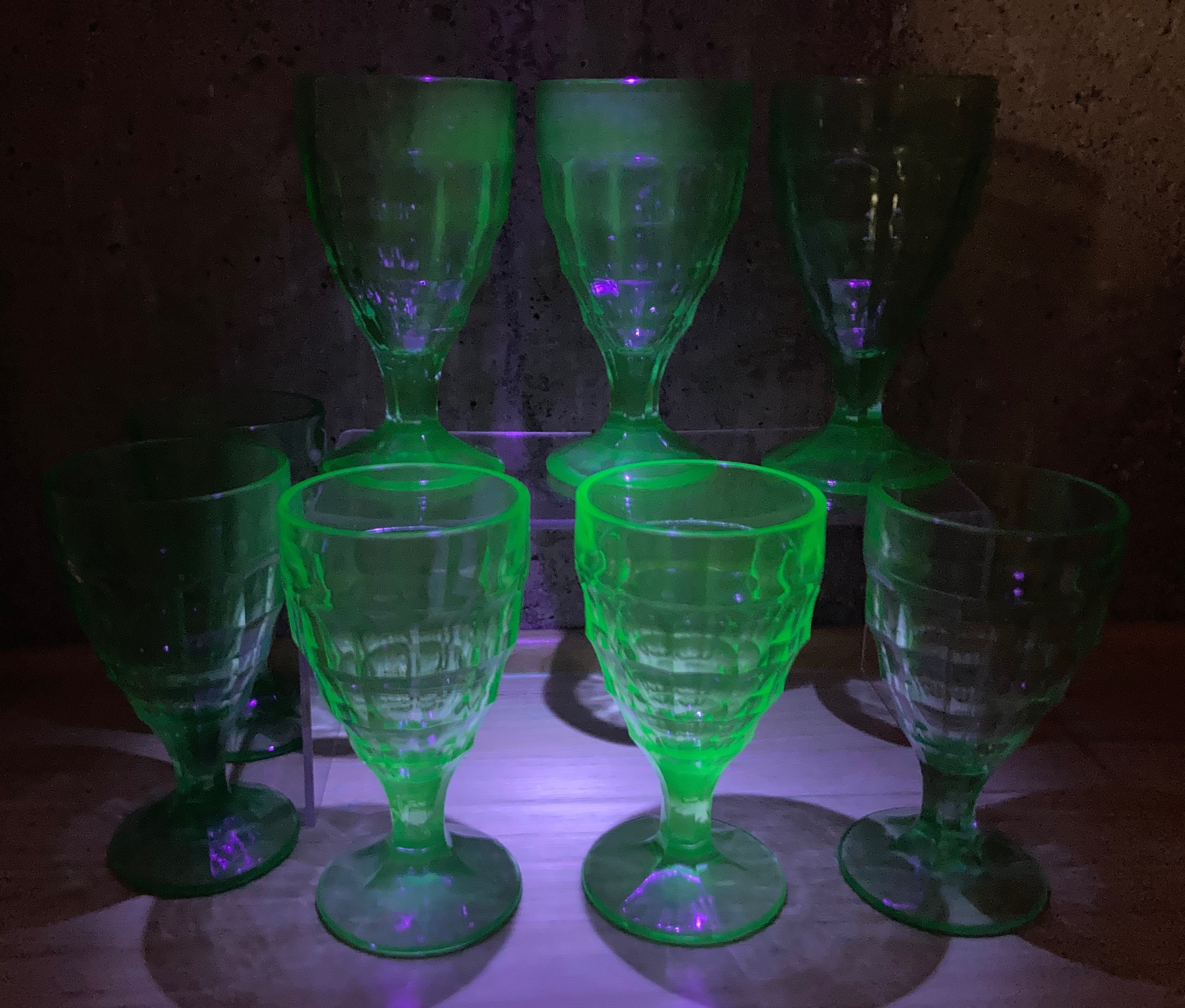 VTG Hazel Atlas Colonial Block Goblets Green Depression Glass - photo 5