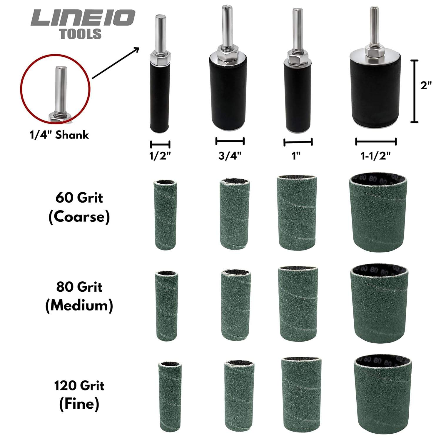 Line 10 Tools -16 Pack Blue Zirconia Sanding Drums and Sleeves - photo 3