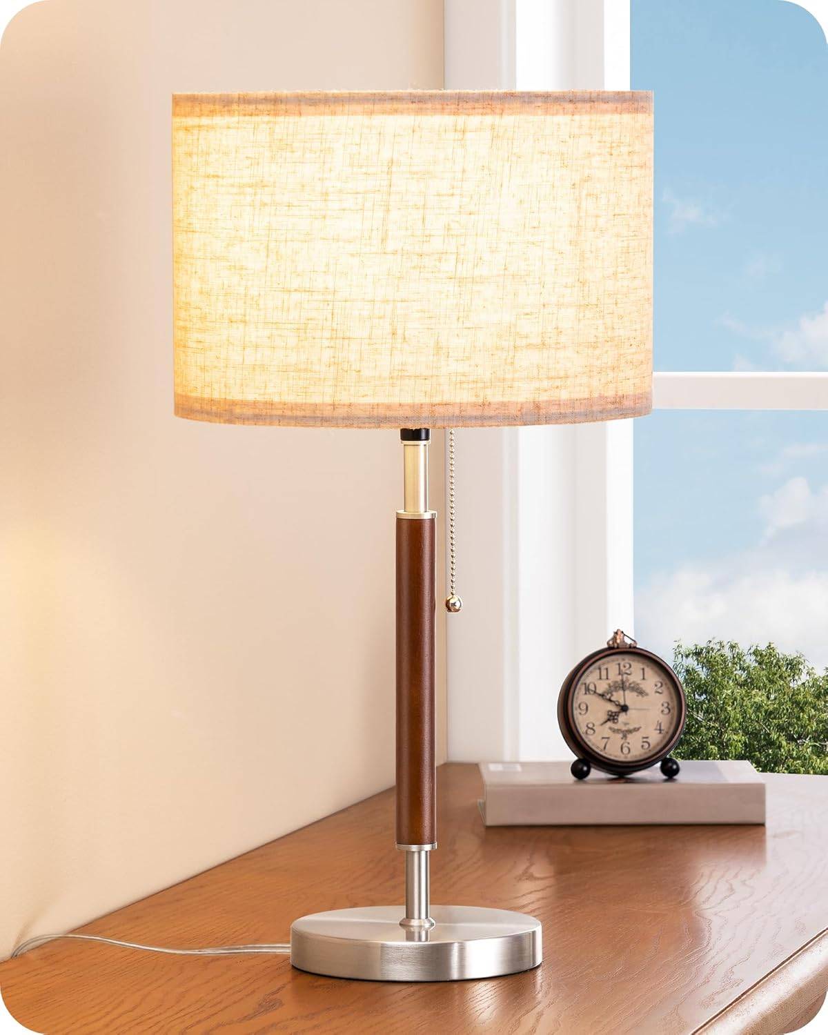 Modern Table Lamp with Wood Accent and Pull Chain - photo 5