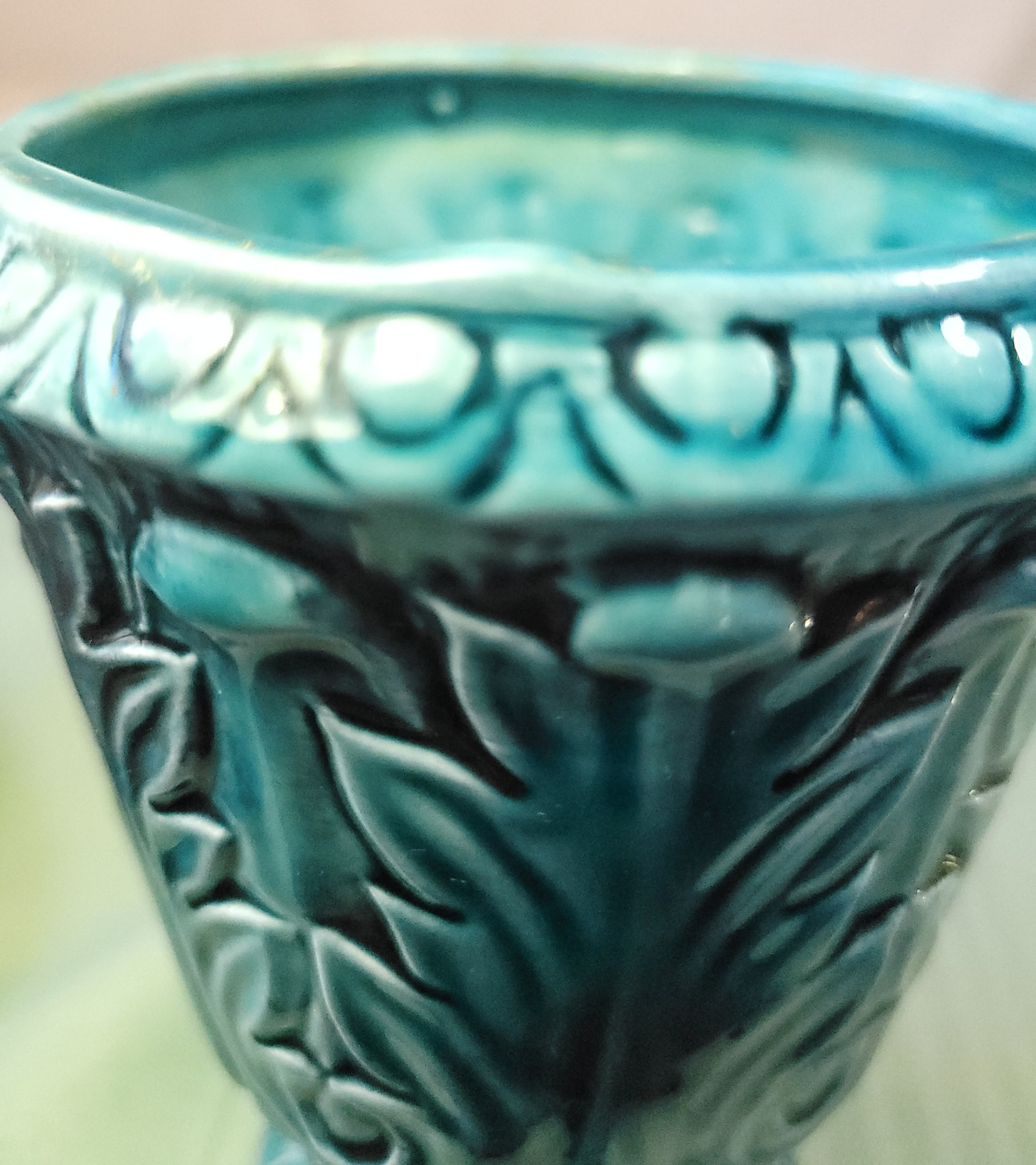 Circa 1960 Turquoise Pedestal Urn Planter | Neoclassical Style - photo 4