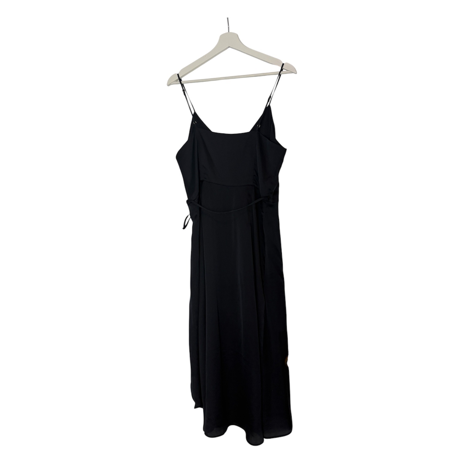 Abercrombie & Fitch Black Wrap Dress Size Large Satin Spaghetti - photo 4