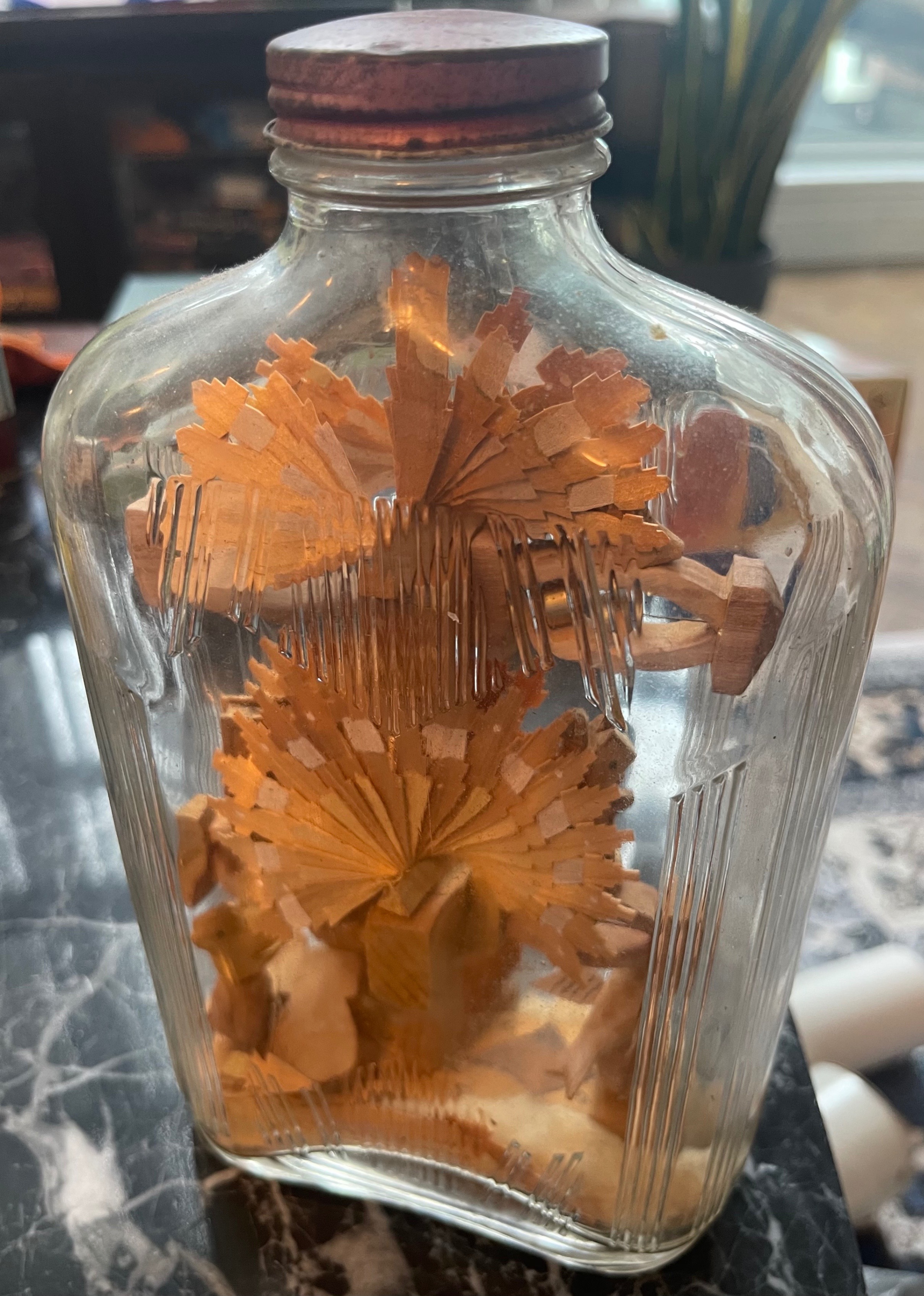 Rare Antique Hand-Carved "Whimsey" Bottle (Animals & Trees) - photo 4