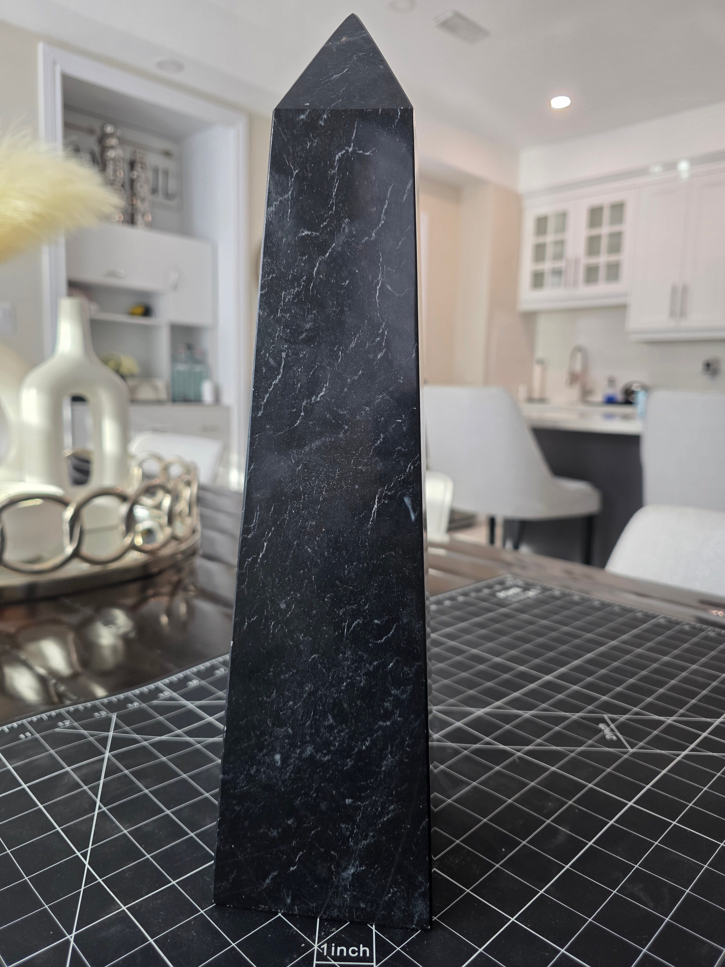 ✨Pyramid Polished Stone Display Base – Black Granite - photo 3
