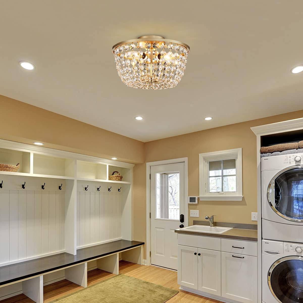 Gold Crystal Flush Mount Ceiling Light Fixture - photo 3