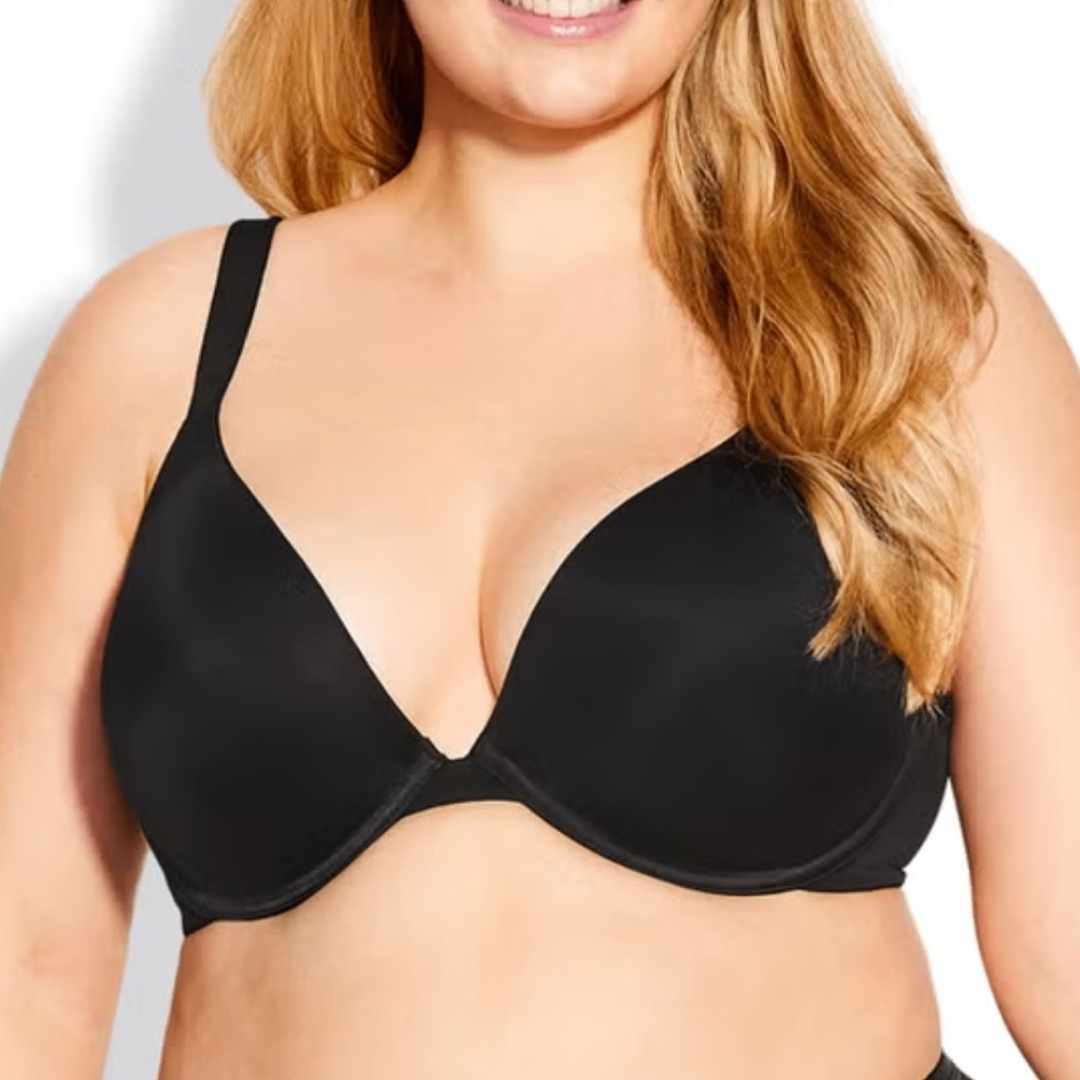 44DD Avenue Body Basic Plunge Underwire Black Bra