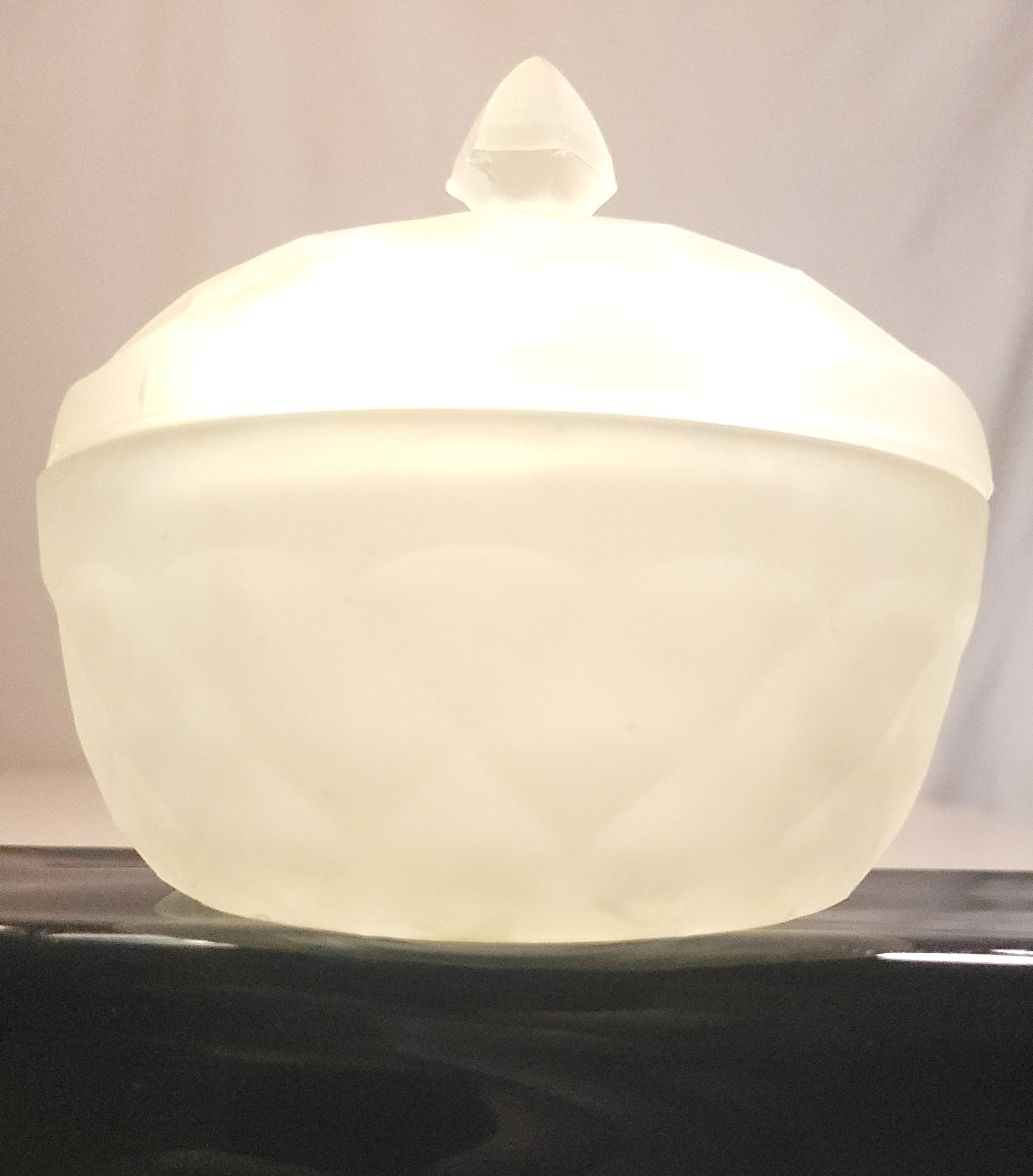 Pressed Glass Lidded Candy Dish – Frosted Satin Finish – 1960s - photo 3