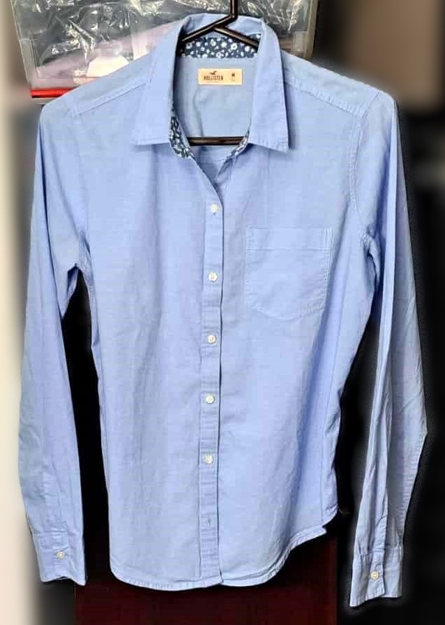 Hollister Button Up Cotton Shirt Floral Collar & Cuff Detail