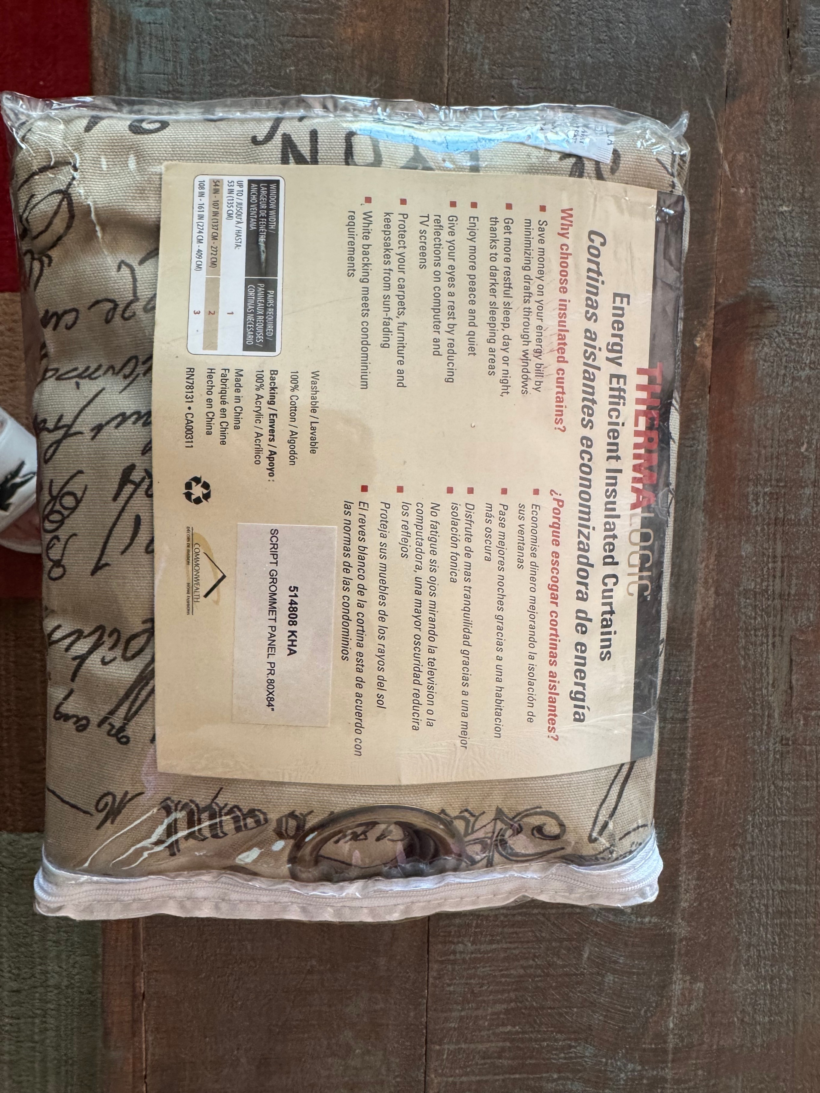 Brand New Thermalogic French Script Grommet Curtains (80x84) - photo 3
