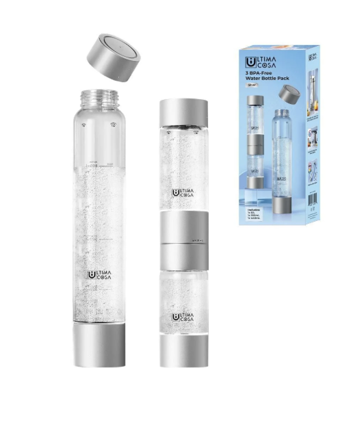 Ultima Cosa 3‑Pack BPA‑Free Water Bottles – Black / Silver - photo 2