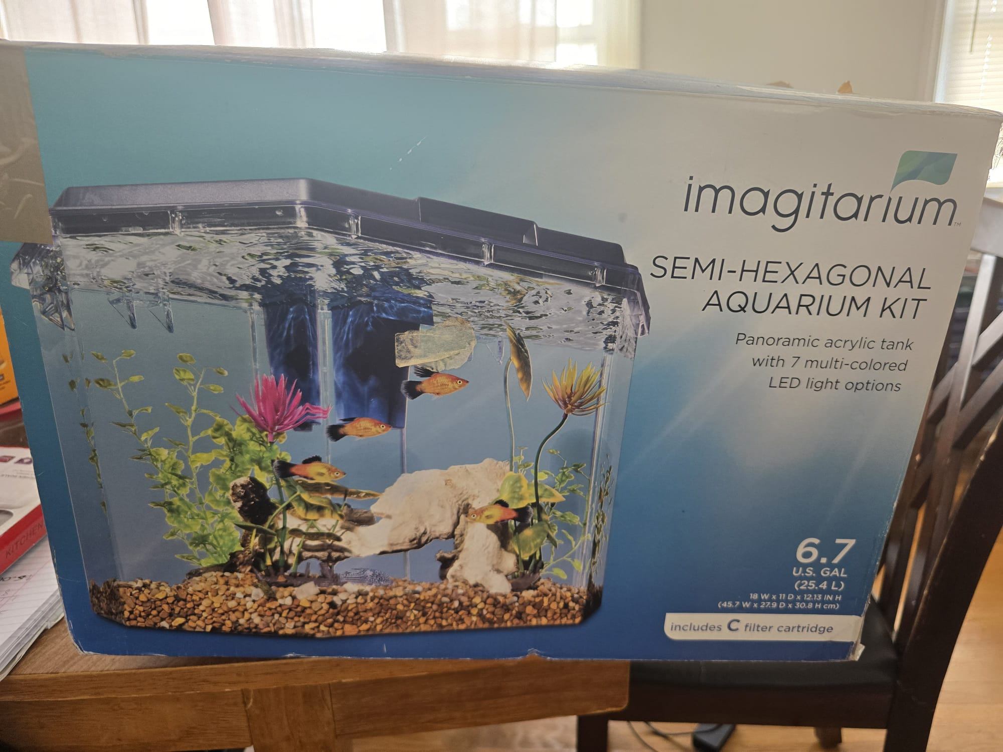 Imagitarium Semi-Hexagonal Aquarium Kit - 6.7 Gal NEW