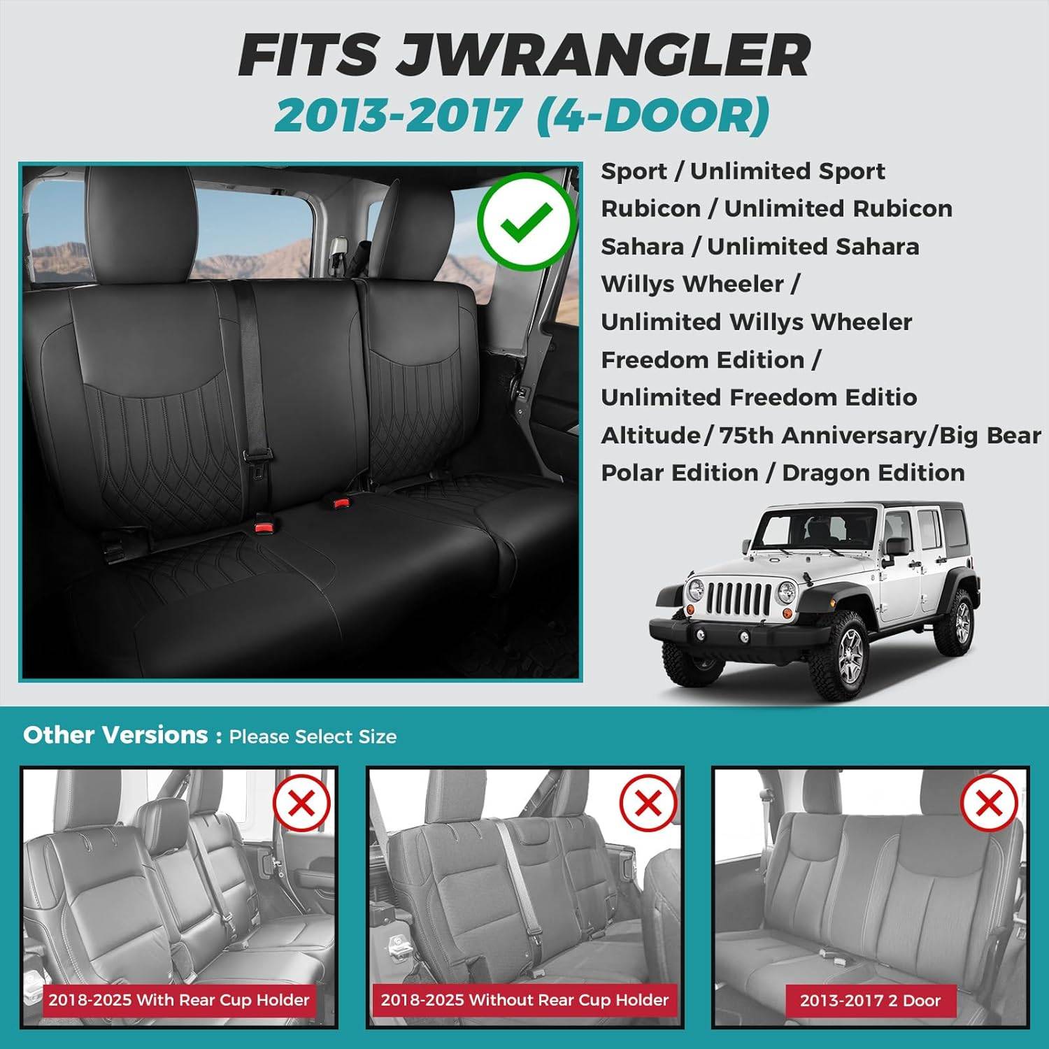 Jeep Wrangler 4 Door Seat Covers, 2013 – 2017 - photo 3