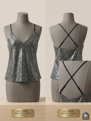Blusa tipo camisola con lentejuelas