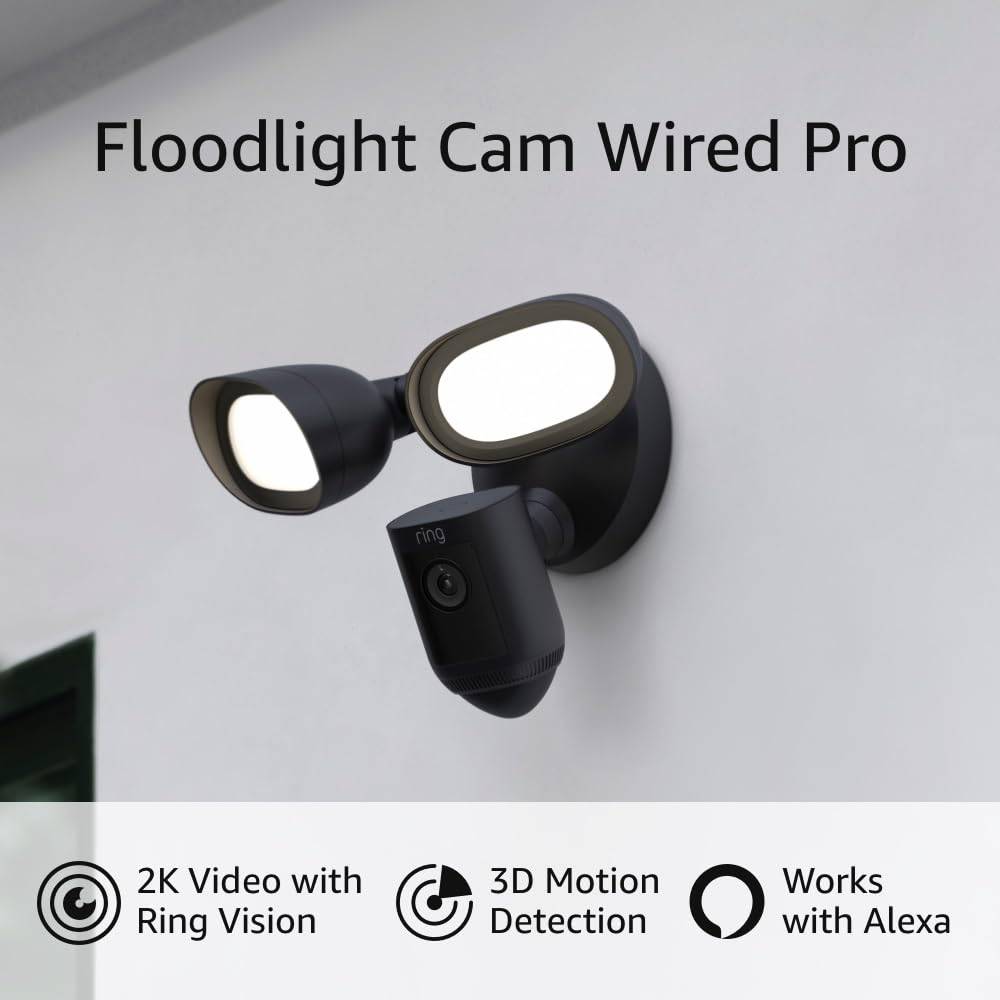 Ring Floodlight Cam Pro Premium Colors with 2K Video - Black
