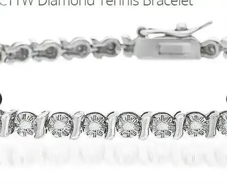 NEW 18K White Gold Plated 7.25" Tennis Bracelet