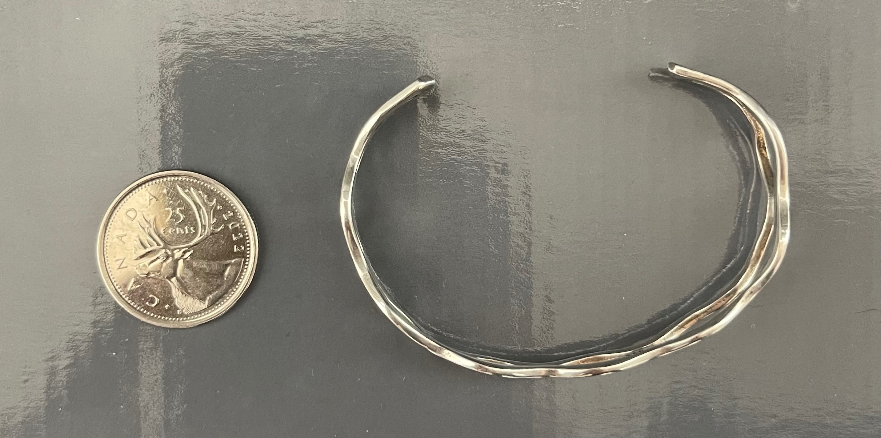 Vintage Sterling Silver "Wavy Ribbon" Cuff Bracelet - 10.5g - photo 4