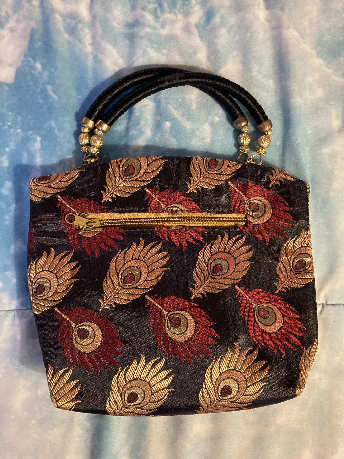 Fabric Feather Print Handbag - photo 2