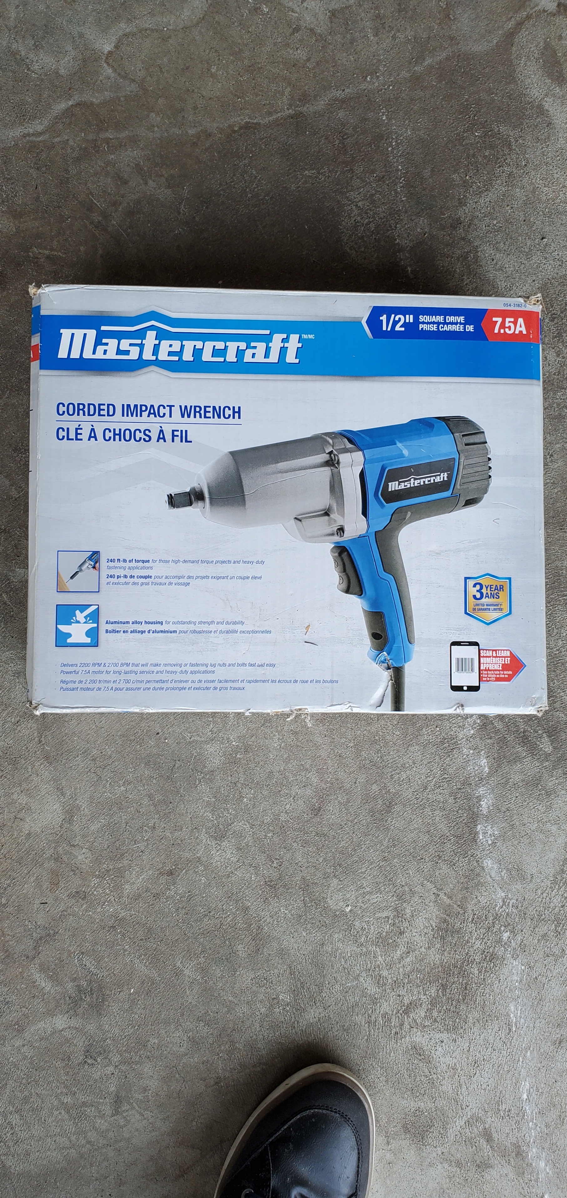 Mastercraft 1/2 corded impact wrench and 21mm socket