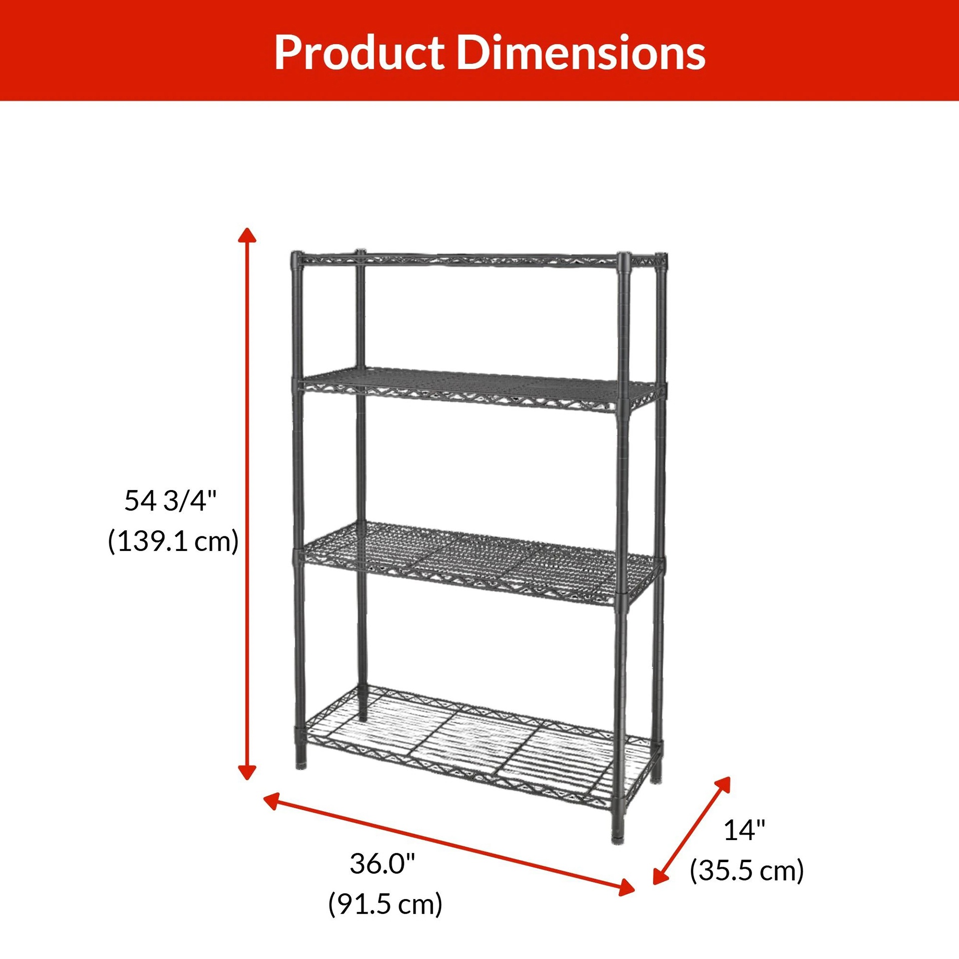 Metal 4-Tier Adjustable Wire Storage Shelves - Heavy Duty - photo 3