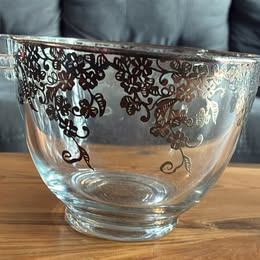 Vintage Art Deco Silver floral Overlay Glass Dish - photo 4