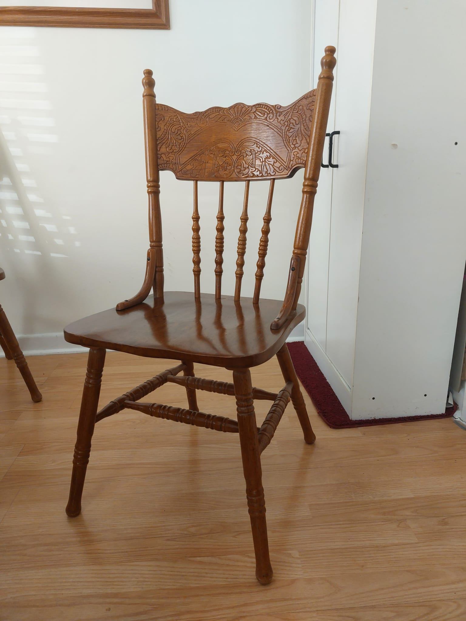 Round Wooden Oak Dining Table with Chairs - photo 2