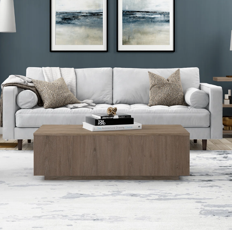 Modern Coffee Table - Rustic Oak Finish - Open box - photo 2