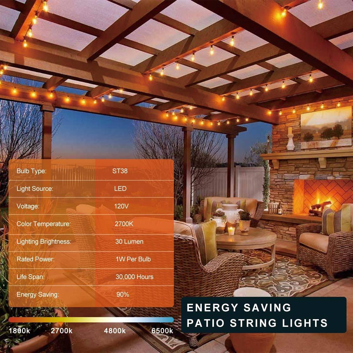 150FT Dimmable LED Patio String Lights ST38 - photo 5