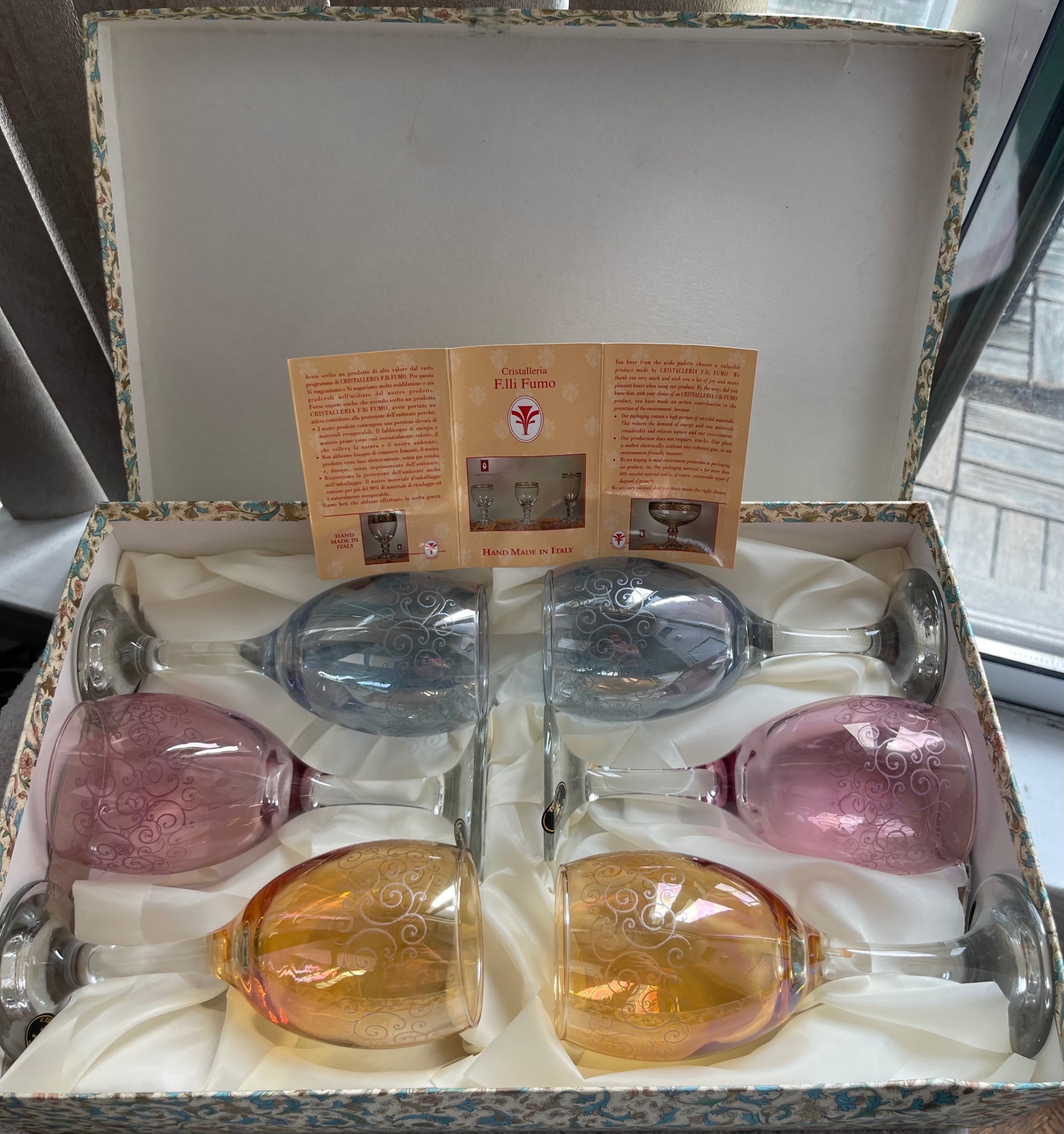 Boxed Set of 6 Italian Fratelli Fumo Wine Glasses - photo 2