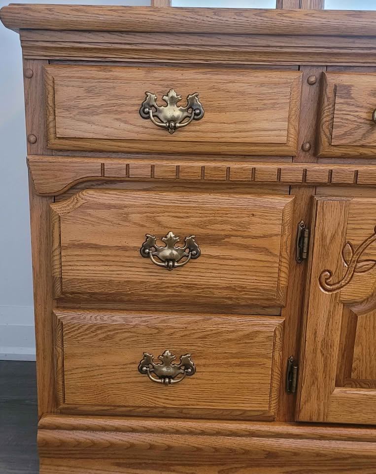 Solid oak wood dresser & mirror custom design - photo 5