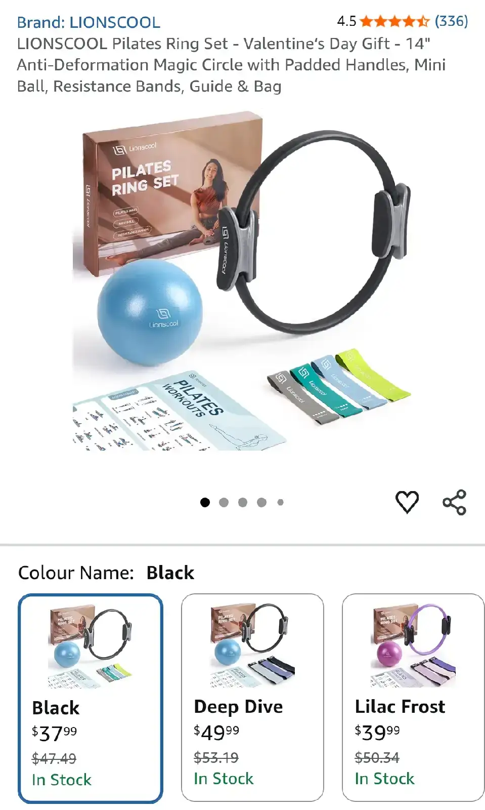 LIONSCOOL Pilates Ring Set Black
