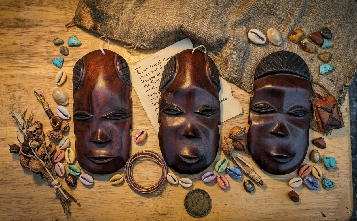 Set of 3 Hand Carved Wooden Tribal Masks