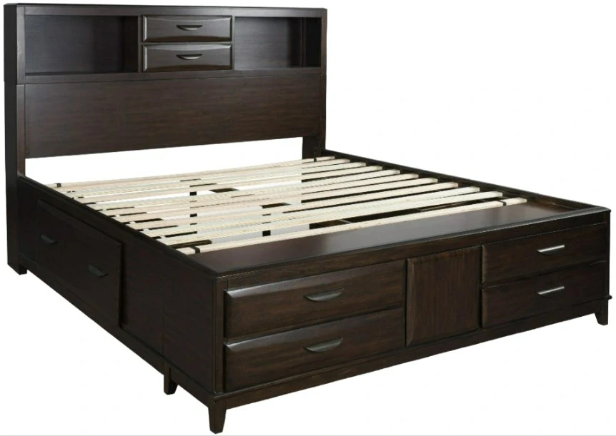 Queen Dark Brown Storage Bed Frame with Headboard - photo 4
