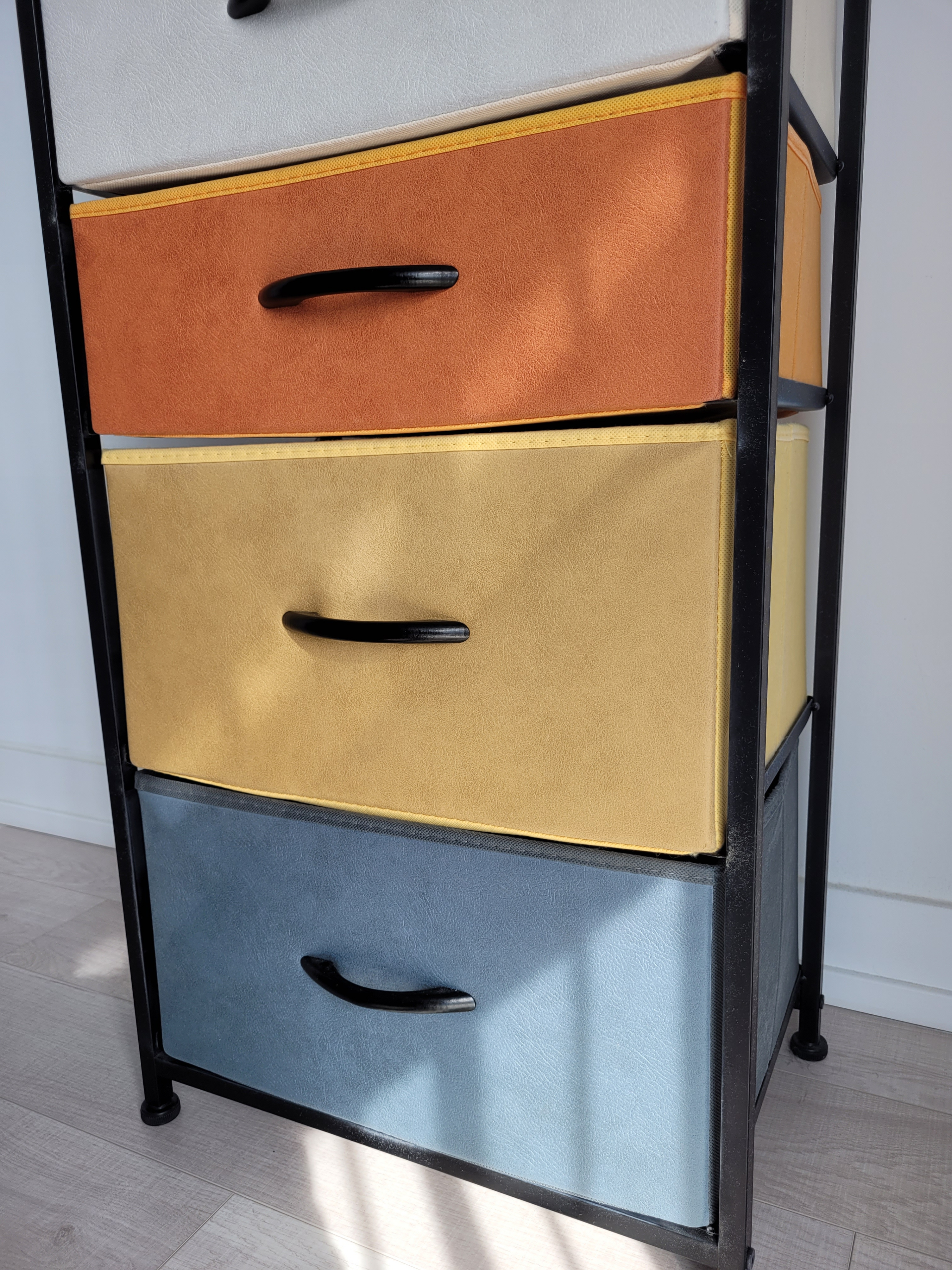 Multicolor Compact 5-Drawer Fabric Dresser Wood Top Steel Frame - photo 3