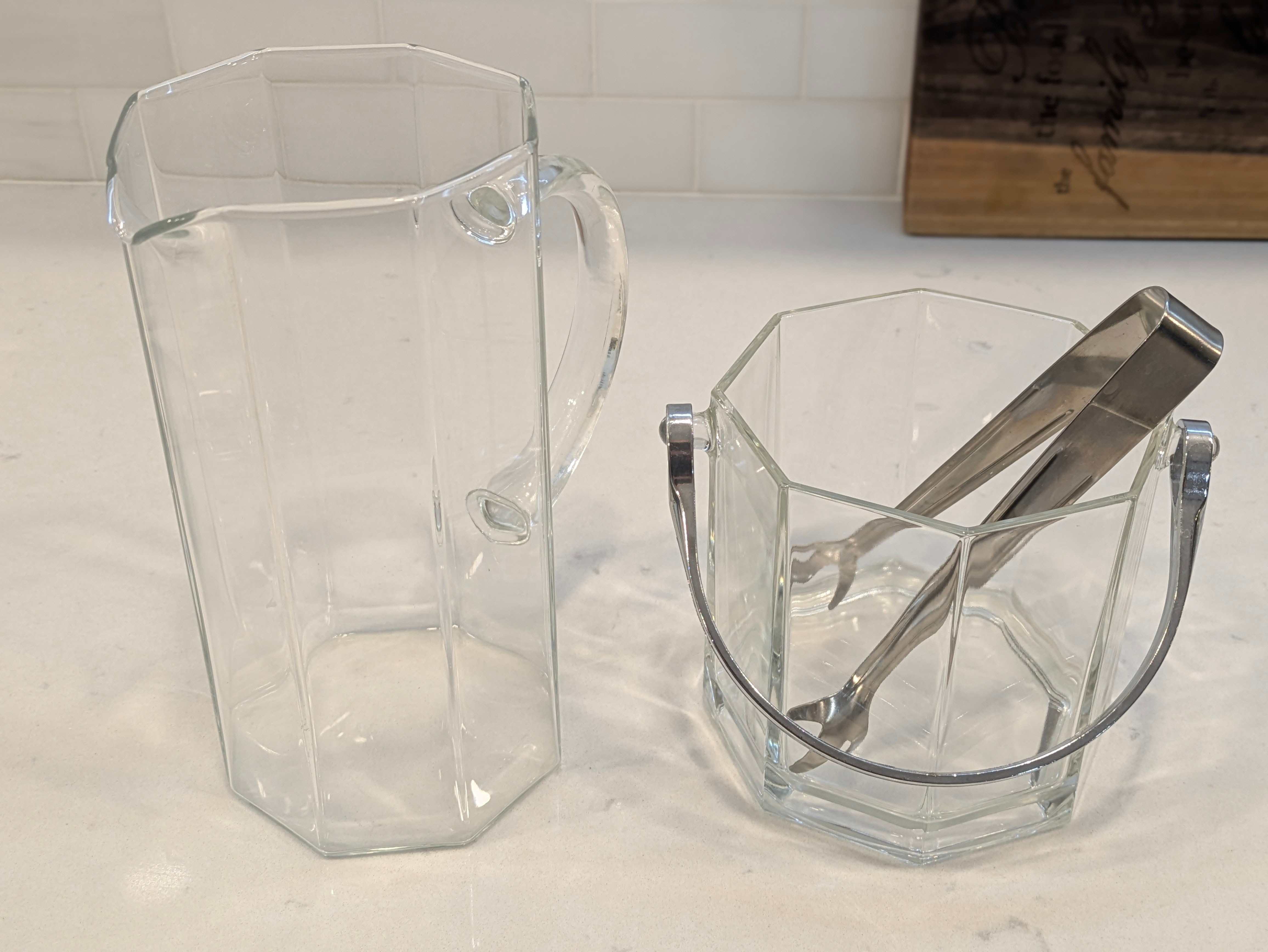 Glass Pitcher & Ice Bucket Set