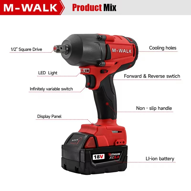 M-WALK 1300N.m High Torque 1/2 Inch Impact Wrench - photo 4