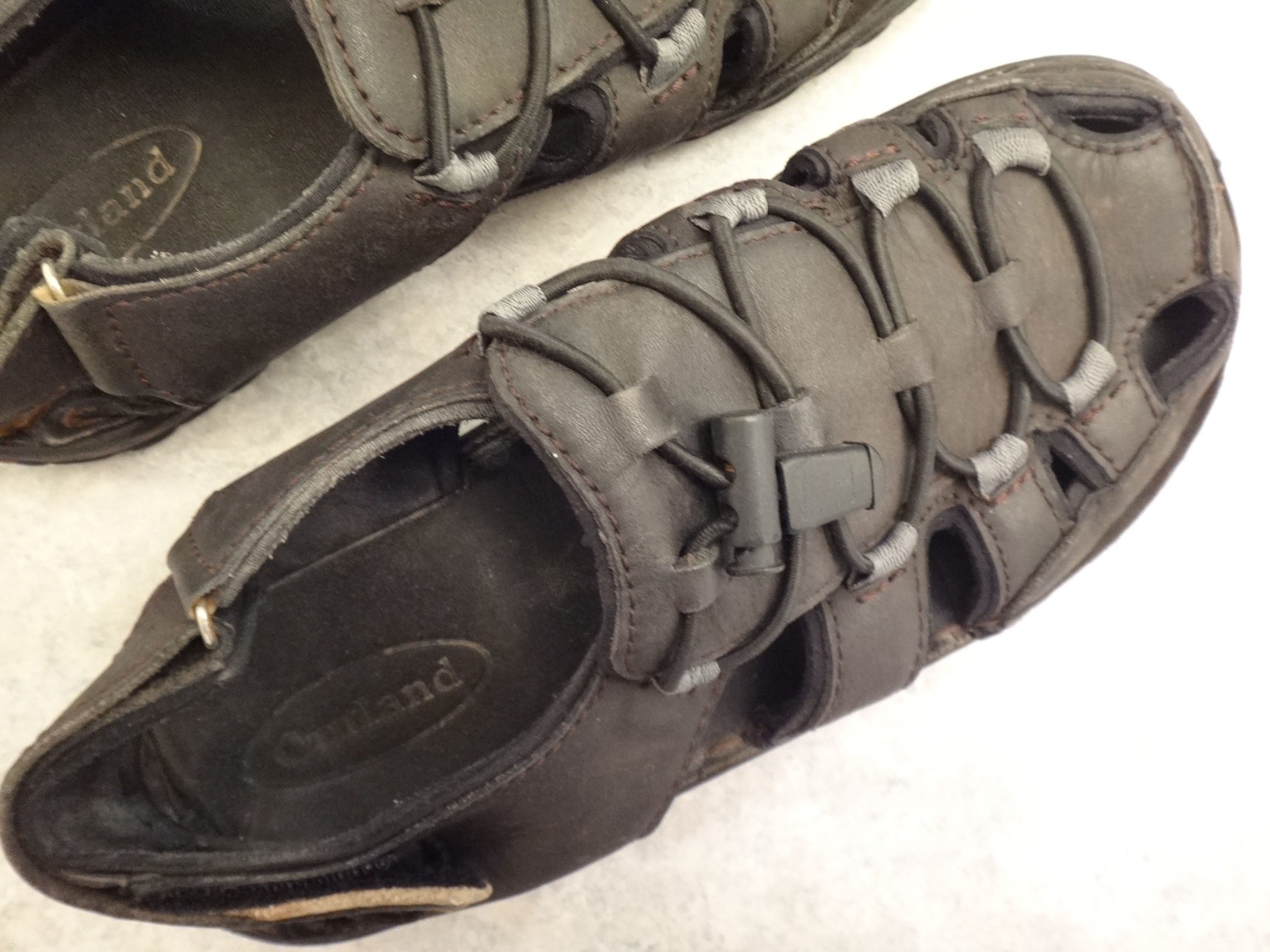 ✅♻️Outland Men's Size 9 / 42 Black Leather Upper Sandals - photo 3
