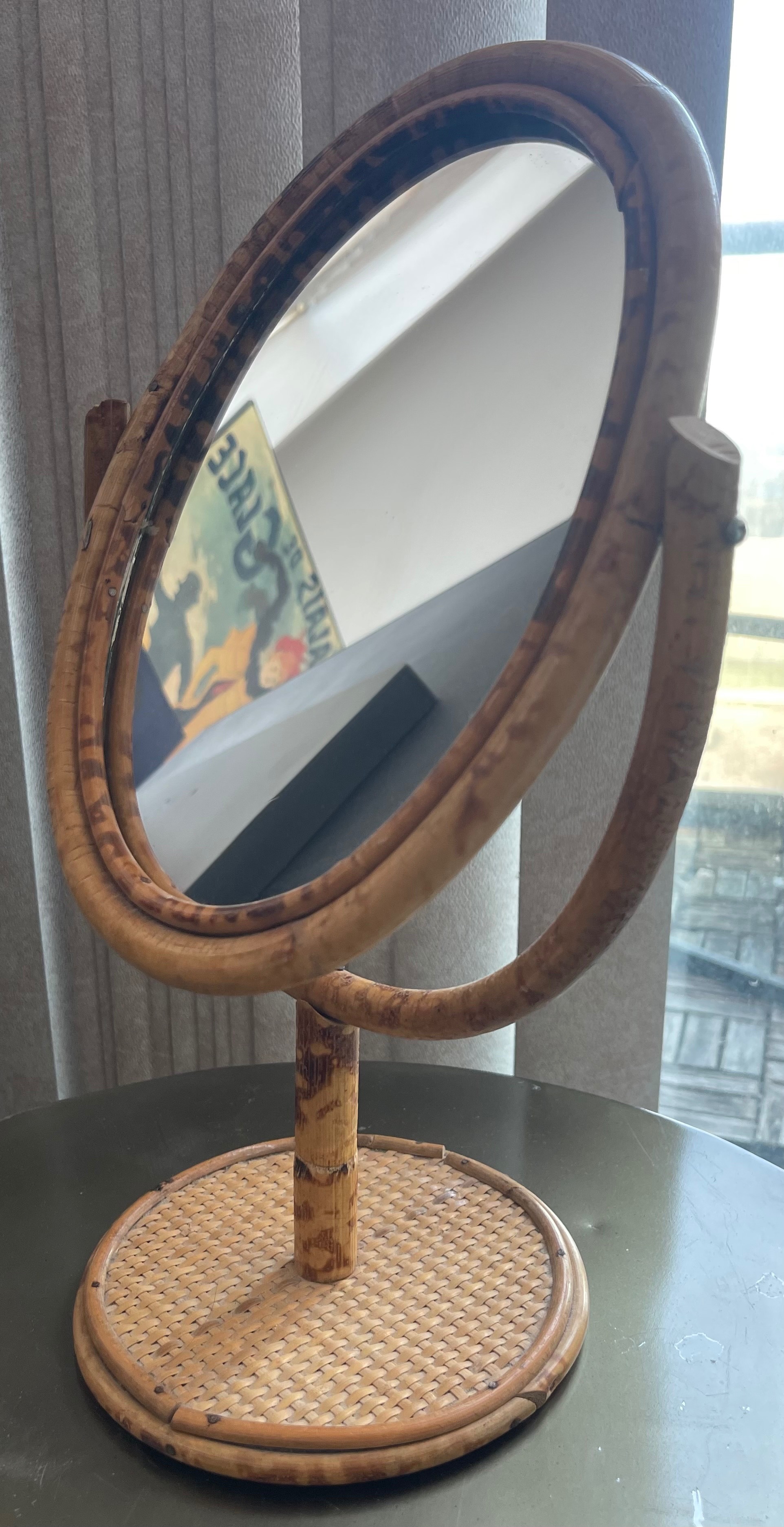 Vintage Boho Wicker Vanity Mirror (Tilting Oval) - photo 2