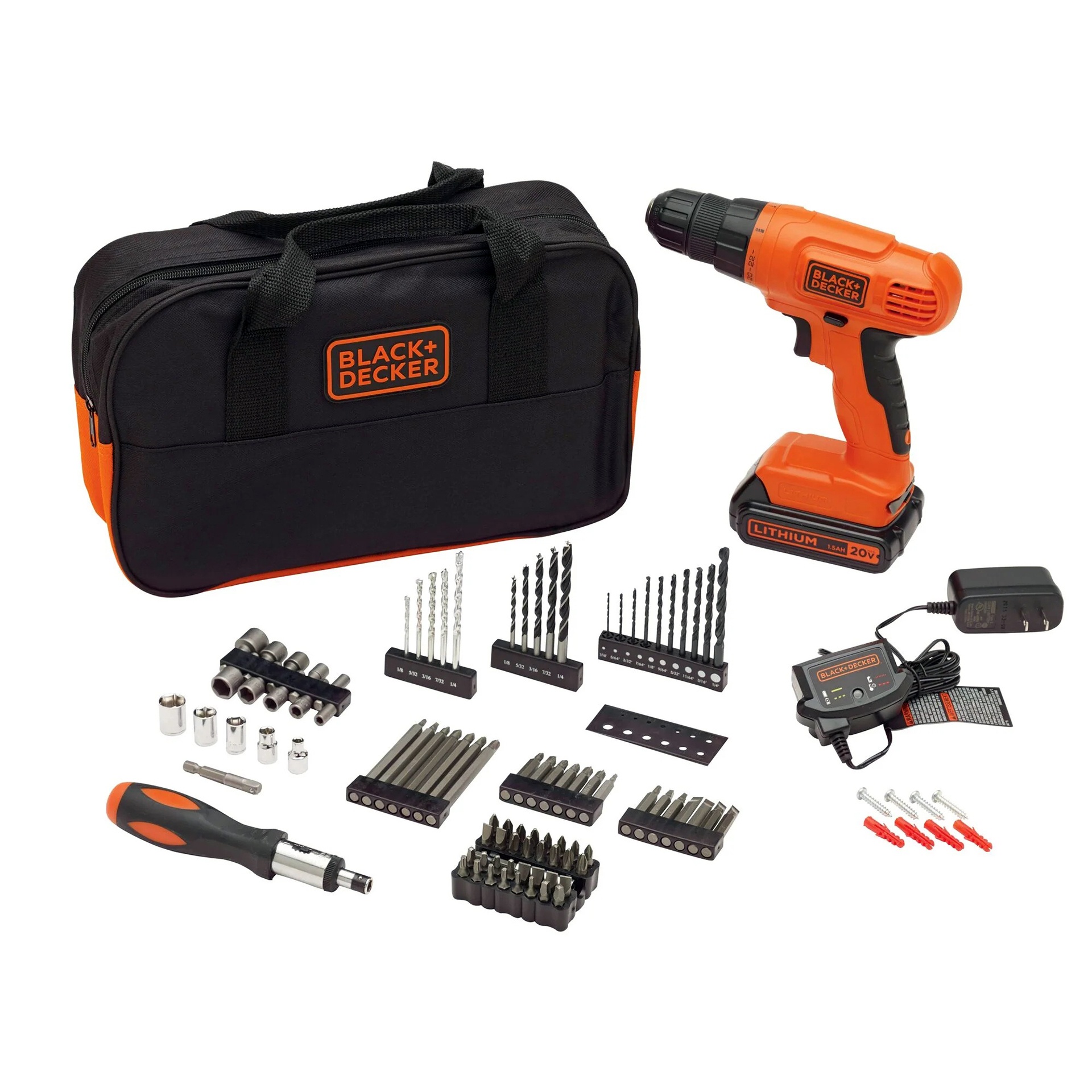 BLACK+DECKER 20V MAX Cordless Drill Driver + 100-Piece Kit