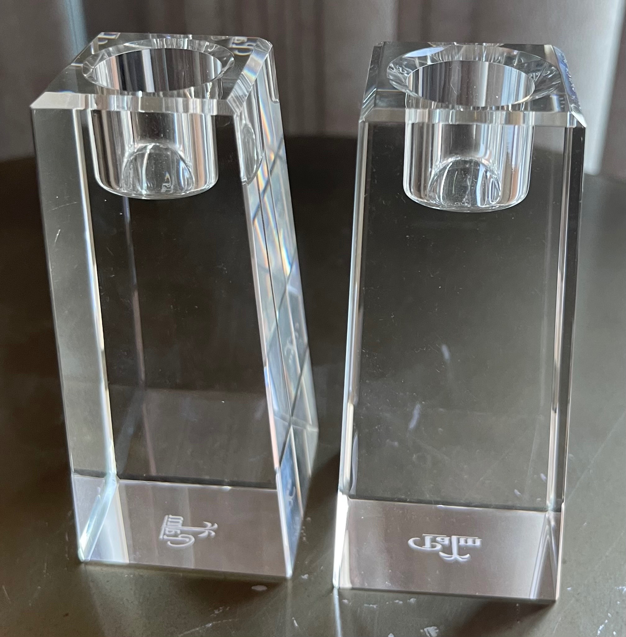 Oleg Cassini Design Crystal Candle Holders (Pair)