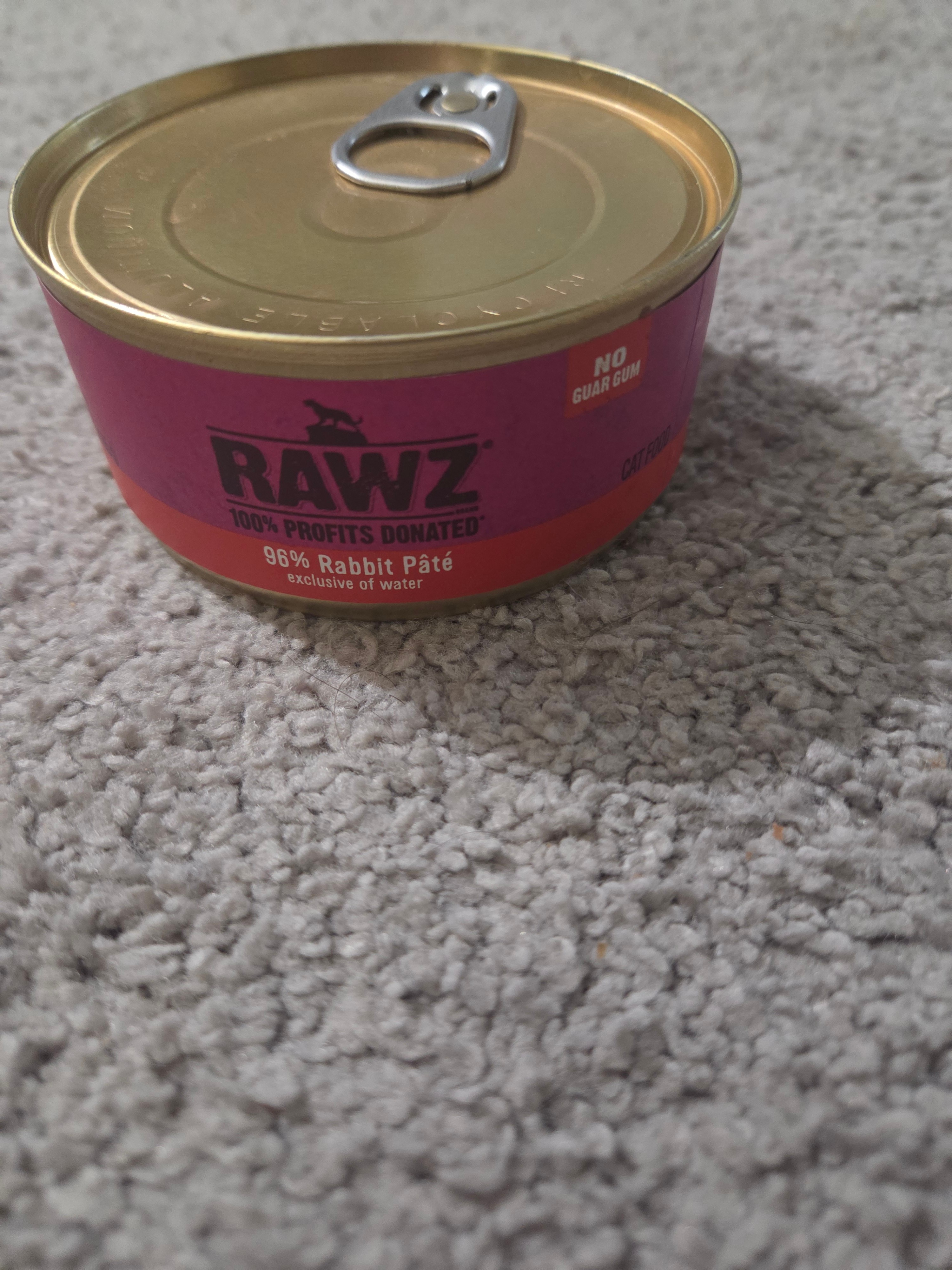 RAWZ 96% Rabbit Pate Premium Canned Wet Cat Food, 5.5oz Cans