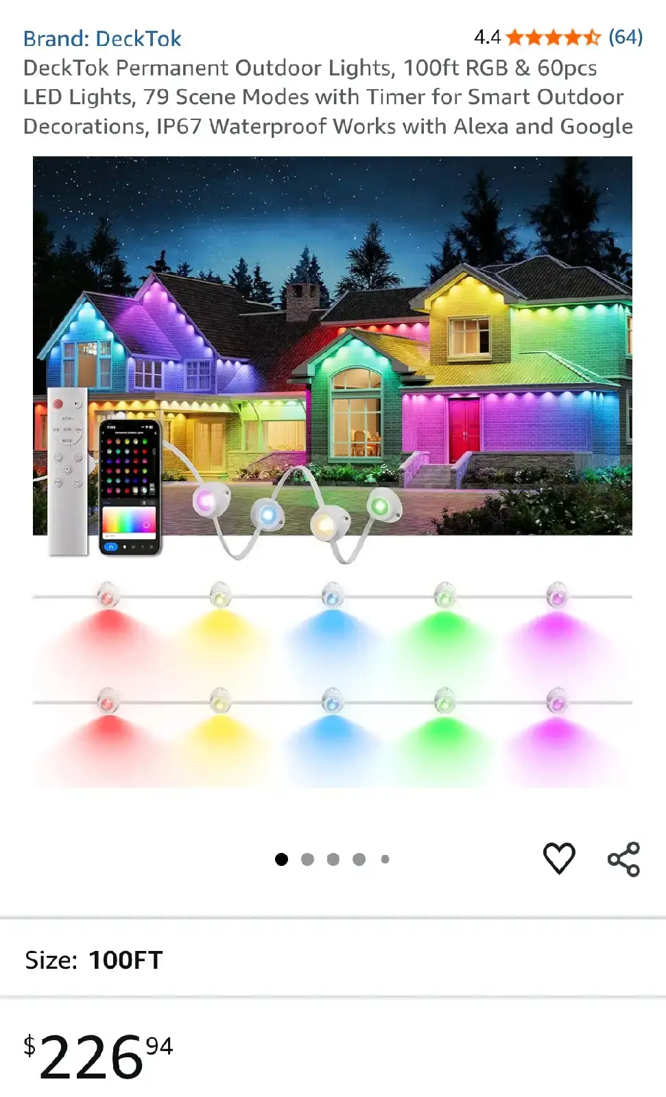 DeckTok 100ft RGB Smart Outdoor LED Lights