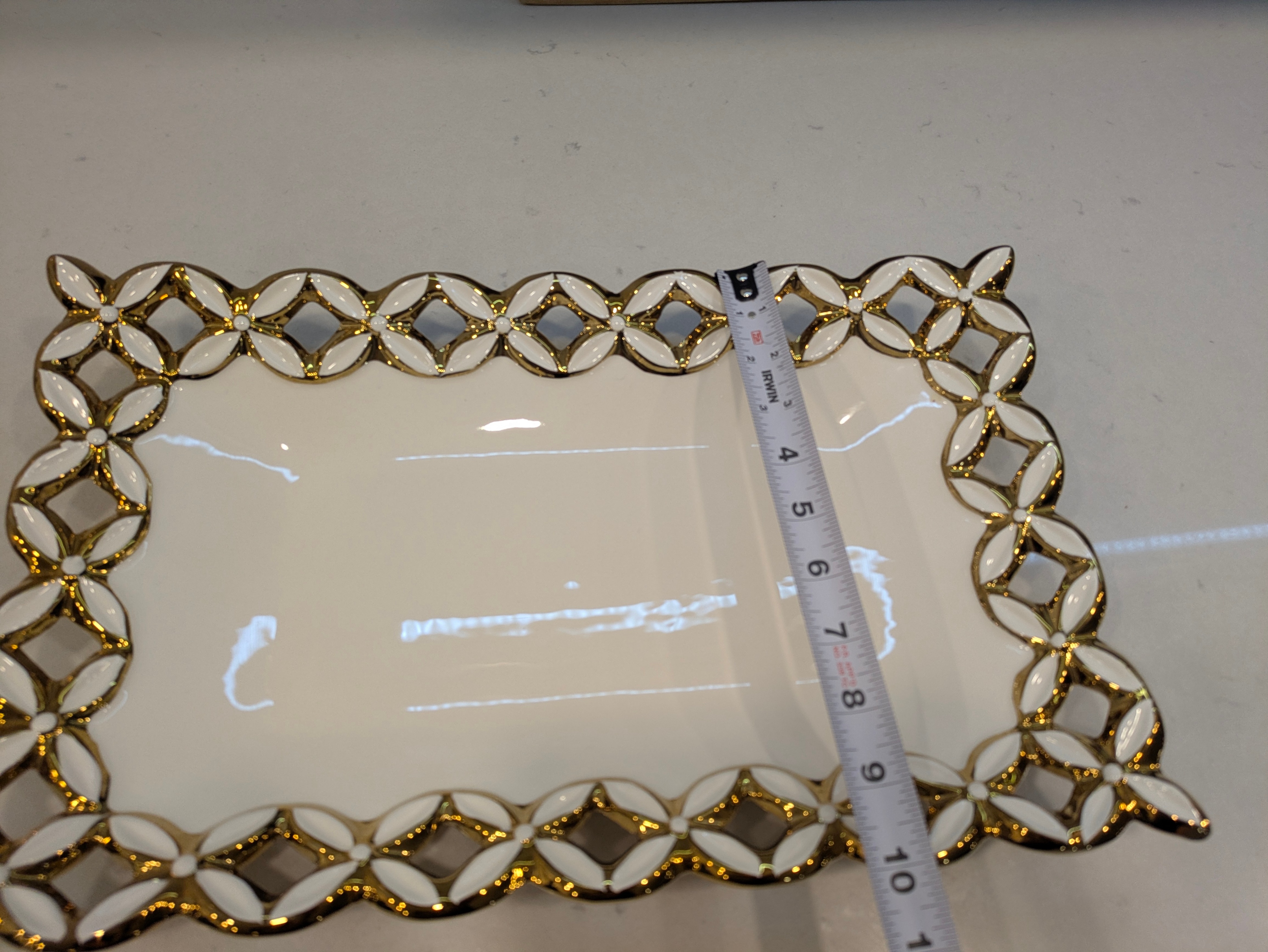 Decorative Rectangular white and gold Serving Tray - photo 3