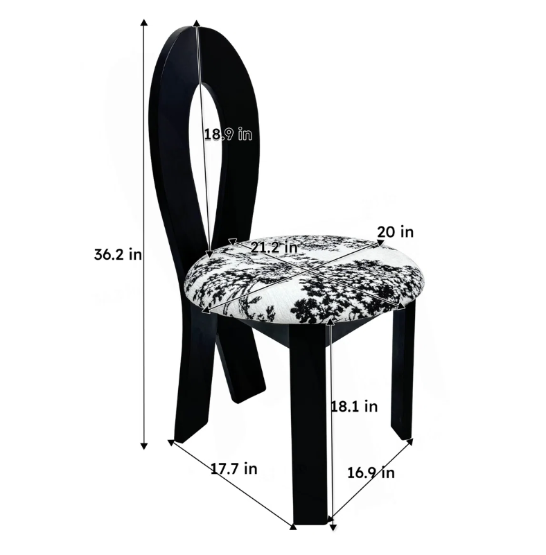 Black Dining Chair with Toile Fabric Seat - Set of 4(New in box) - photo 4