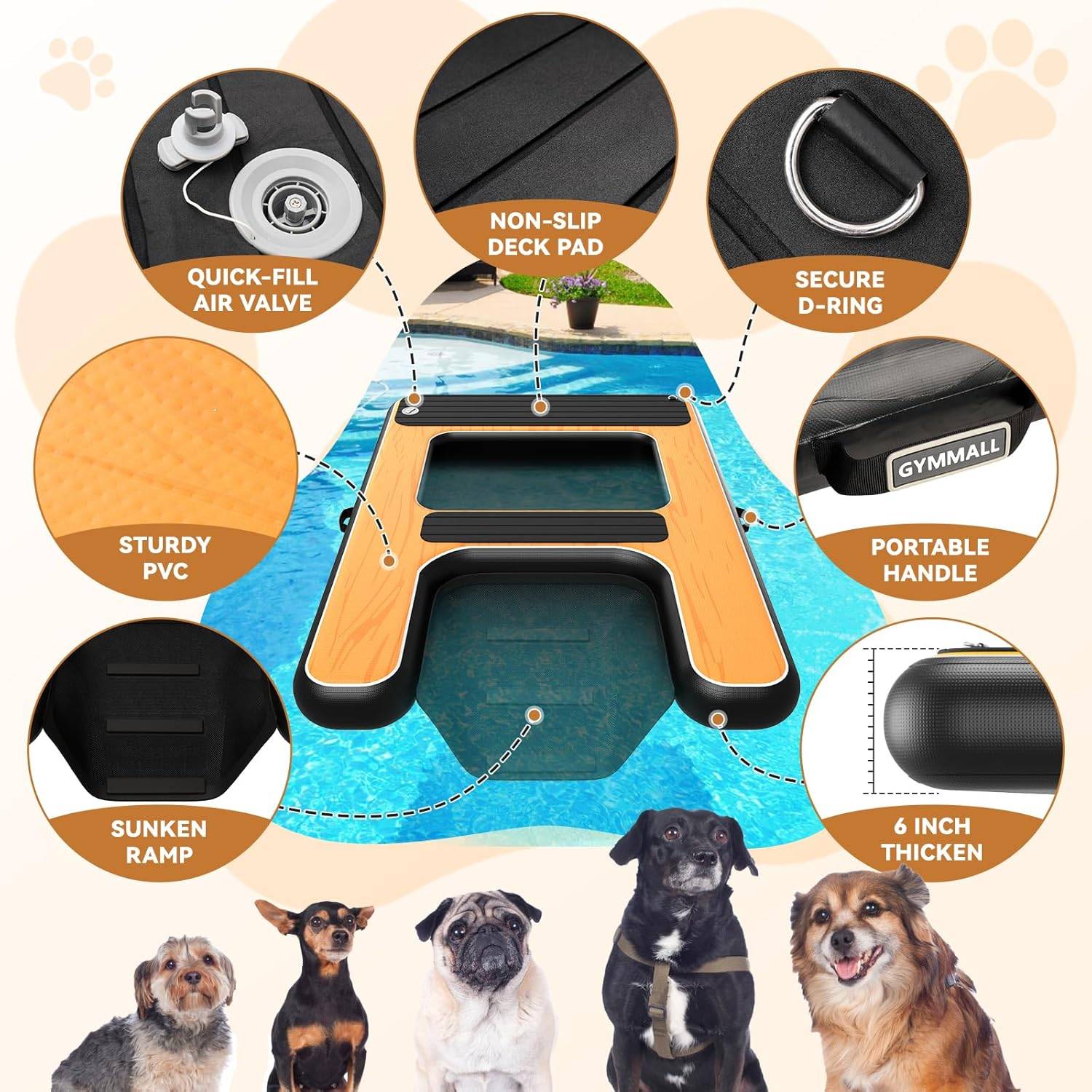 Inflatable Dog Ramp for Pool, 2 in 1 Dog Pool Ramp Boat Ladder - photo 3